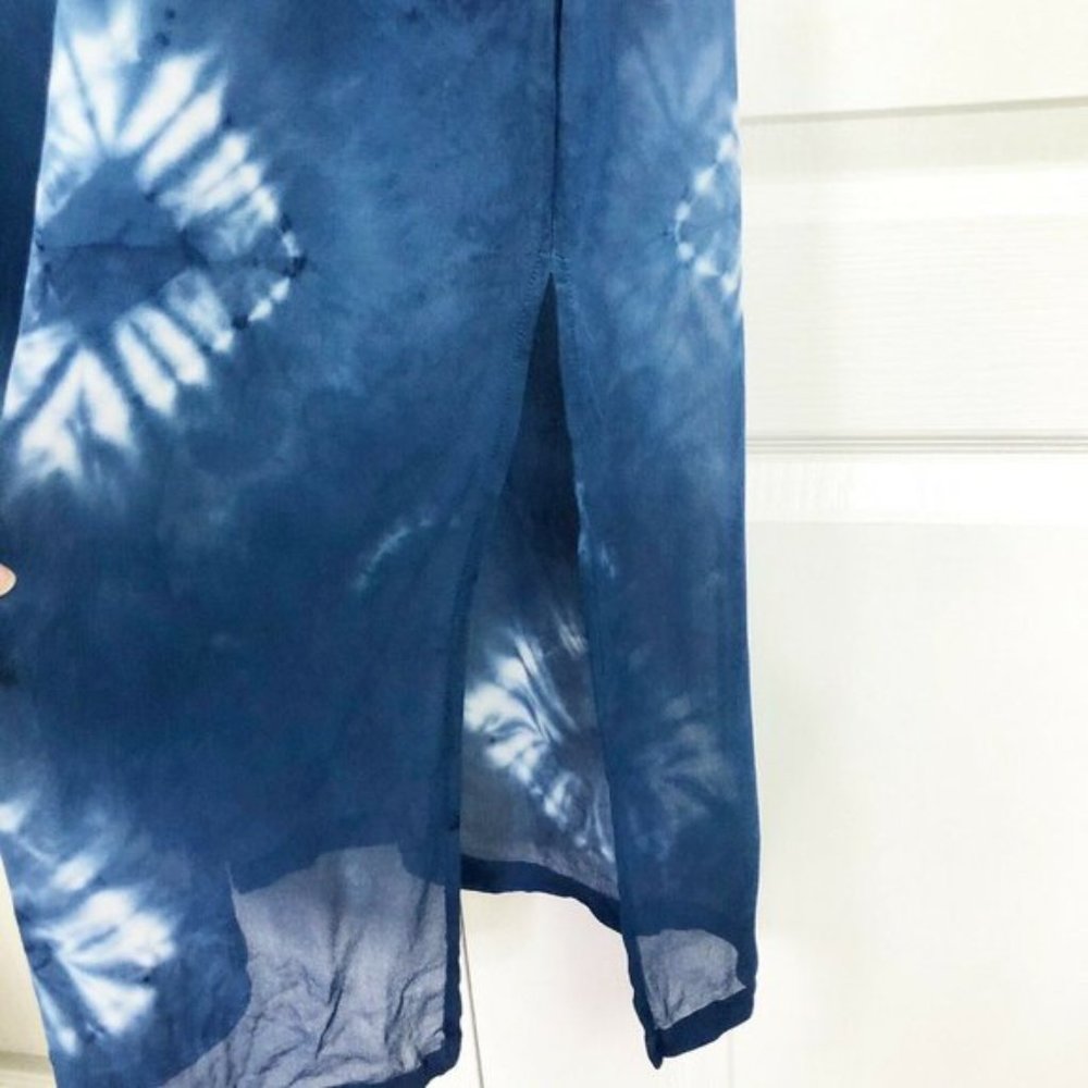 LACAUSA Dad's Shirt Dress Indigo Tie Dye Maxi S - Picture 4 of 6